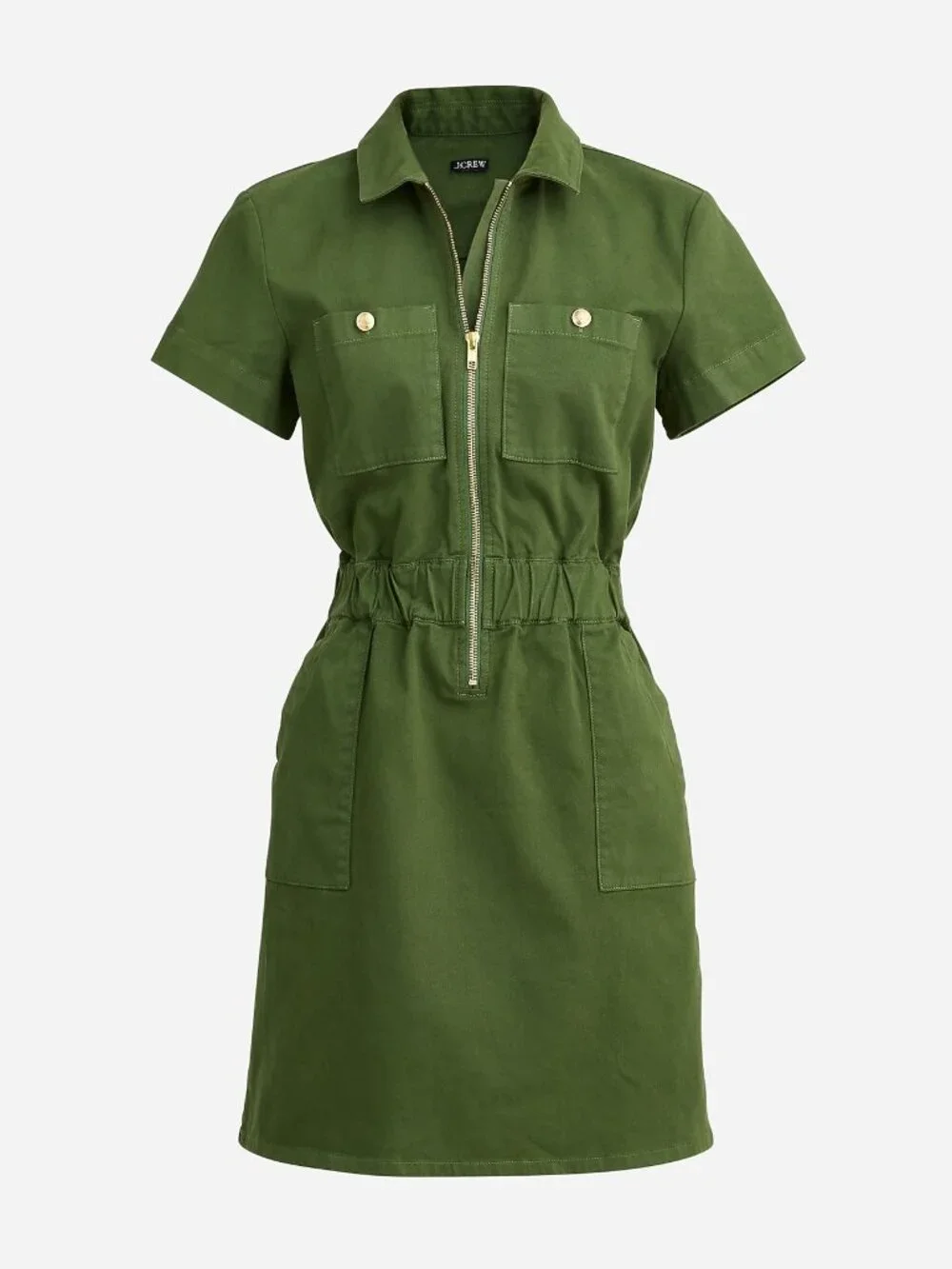 2/$30 J. Crew Zip-Front Chino Dress Forest Green 12 #A3367